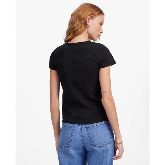 Madewell Essential Slim Tee SZ XS Black Lightweight Cotton Stretch Short Sleeve - Picture 2 of 8